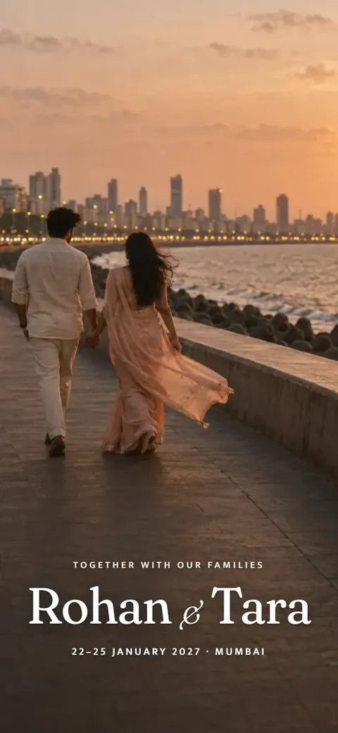 Kahaani — Wedding invitation with your photos, on a phone